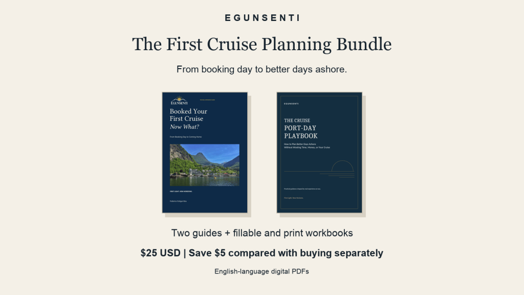 The First Cruise Planning Bundle with both EGUNSENTI guide covers.